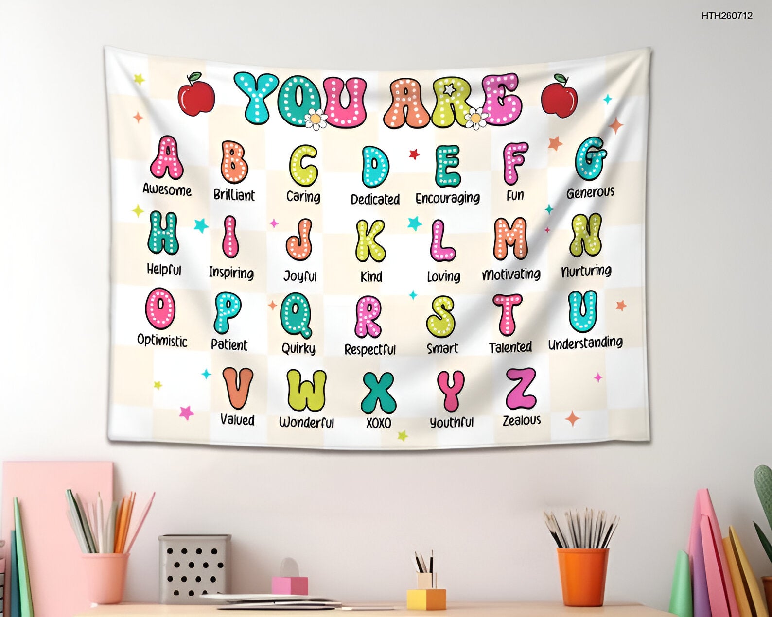 Classroom Decor, Custom Alphabet Teacher Tapestry, Classroom Tapestry, Classroom Banner, Back To School Gift, Teacher Wall Hanger Tapestry tapes1