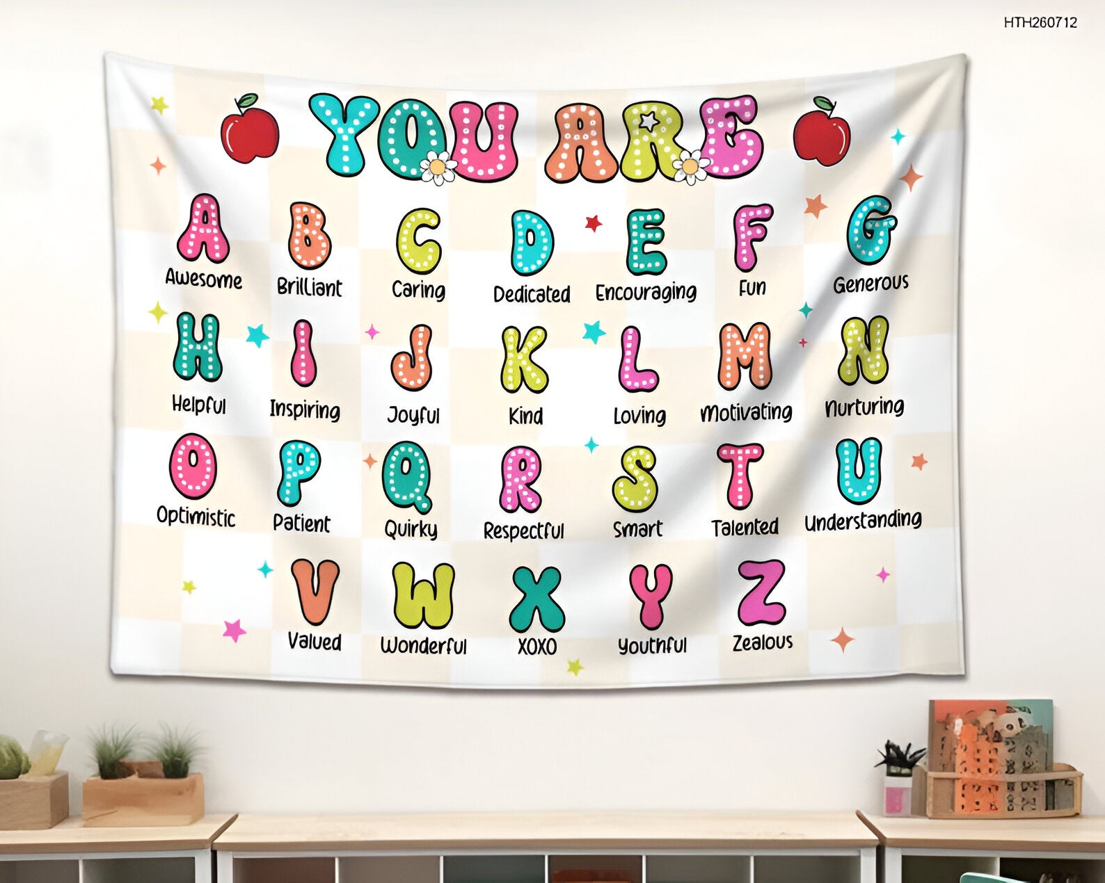 Classroom Decor, Custom Alphabet Teacher Tapestry, Classroom Tapestry, Classroom Banner, Back To School Gift, Teacher Wall Hanger Tapestry tapes1