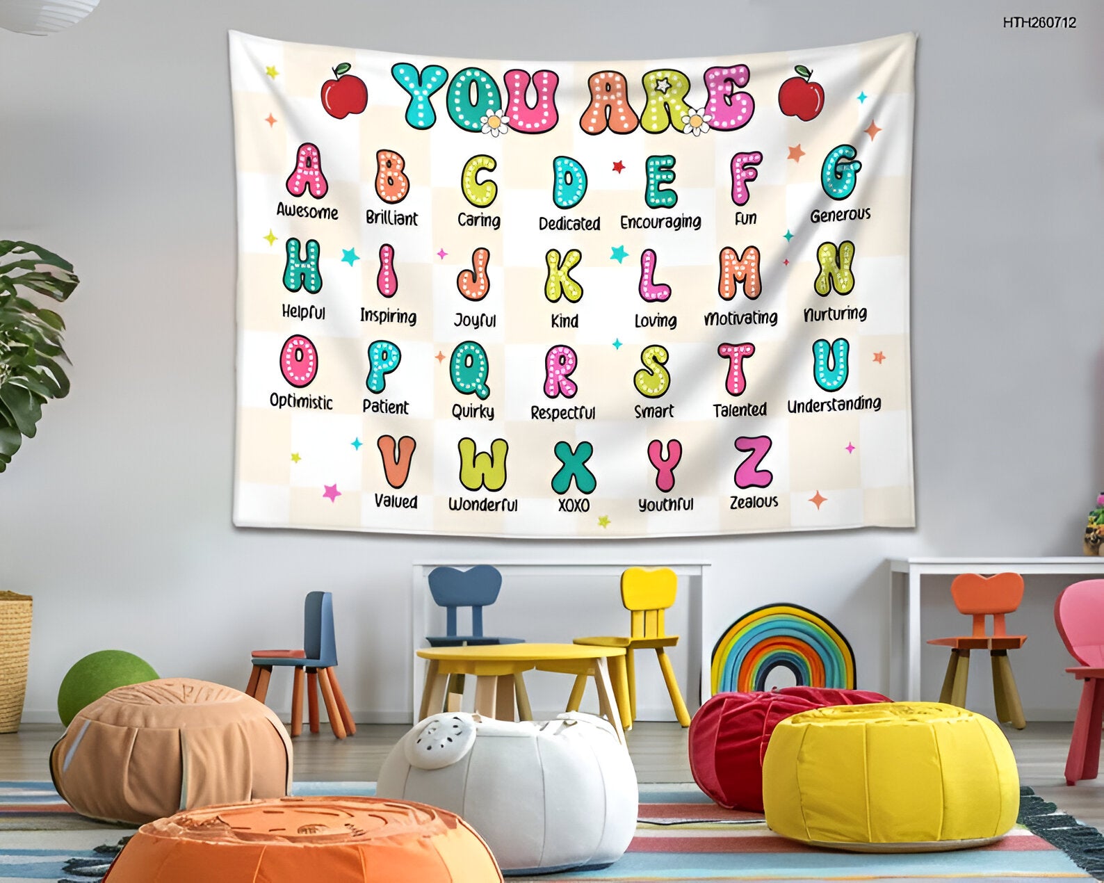 Classroom Decor, Custom Alphabet Teacher Tapestry, Classroom Tapestry, Classroom Banner, Back To School Gift, Teacher Wall Hanger Tapestry tapes1