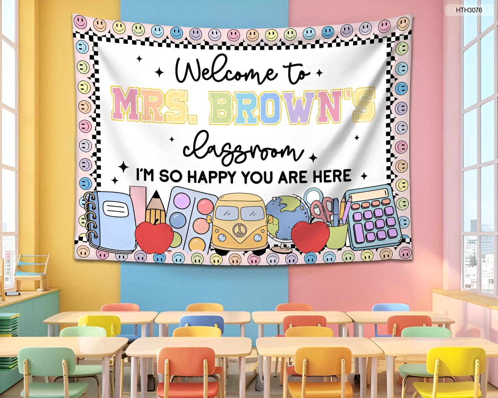 Custom Welcome to Classroom Tapestry, Teacher Tapestry, Classroom Decor, Personalized Welcome Banner, Teacher Gifts, Back To School Gifts tapes1
