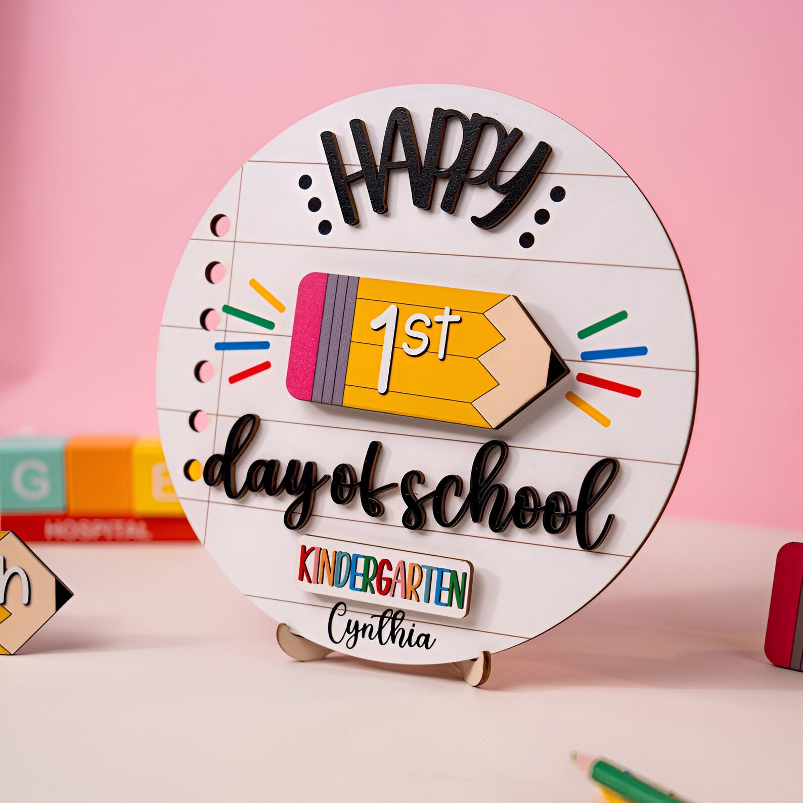Personalized Interchangeable First Day of School Sign, 100th day of School Sign, 1st Day of School Board, Back to School Sign Scsign1