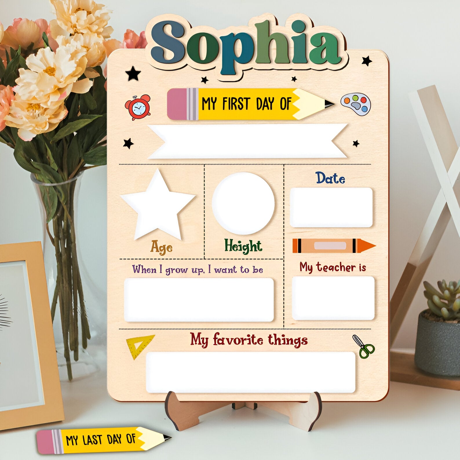 Personalized First Day of School Sign, 1st Day Of School Sign, Back to School Photo Prop, Dry Erase Board, Back to School Board Sign Scsign1