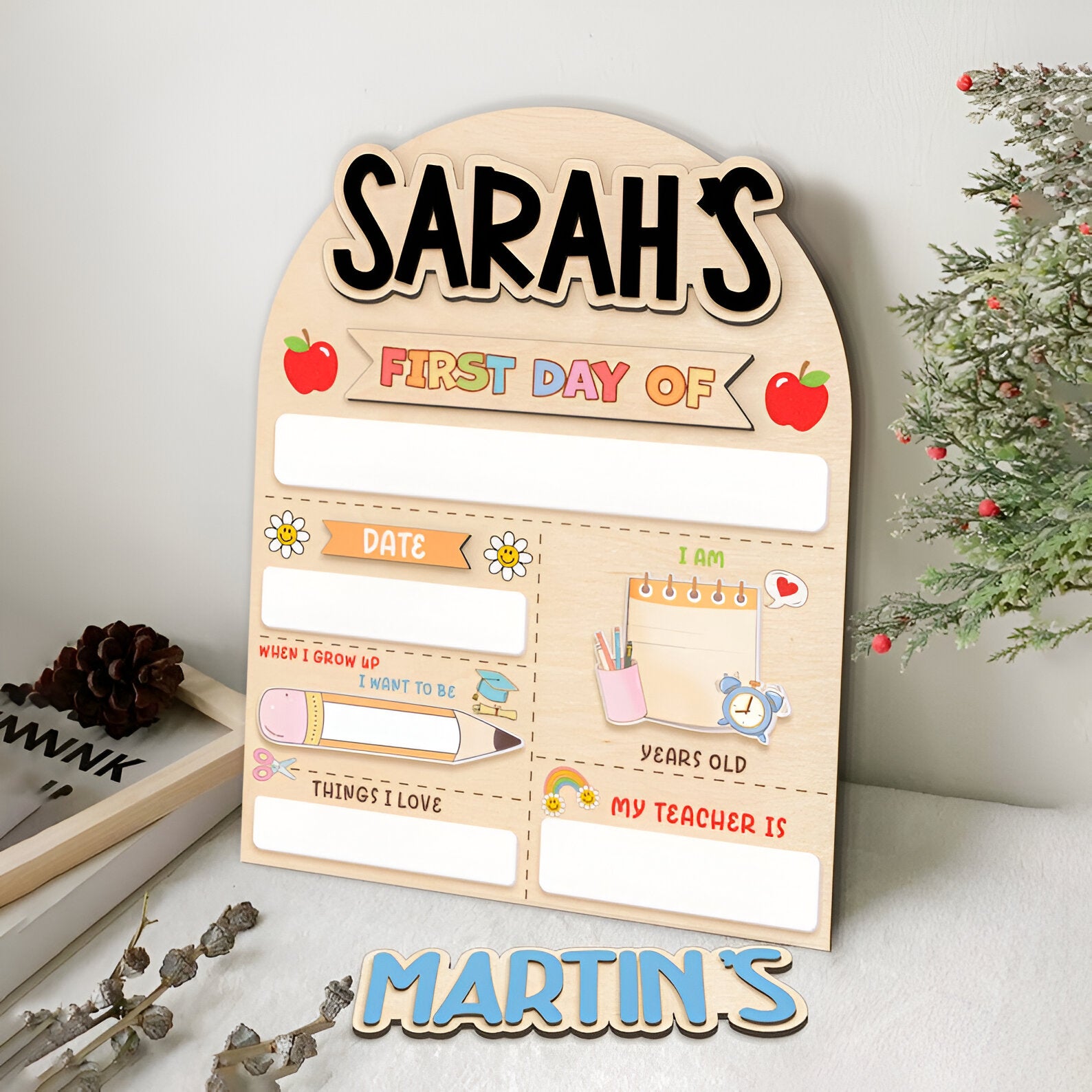 Personalized First Day of School Sign, Back to School Board, Preschool Kindergarten First Day Prop, Last Day of School Photo Prop Scsign1