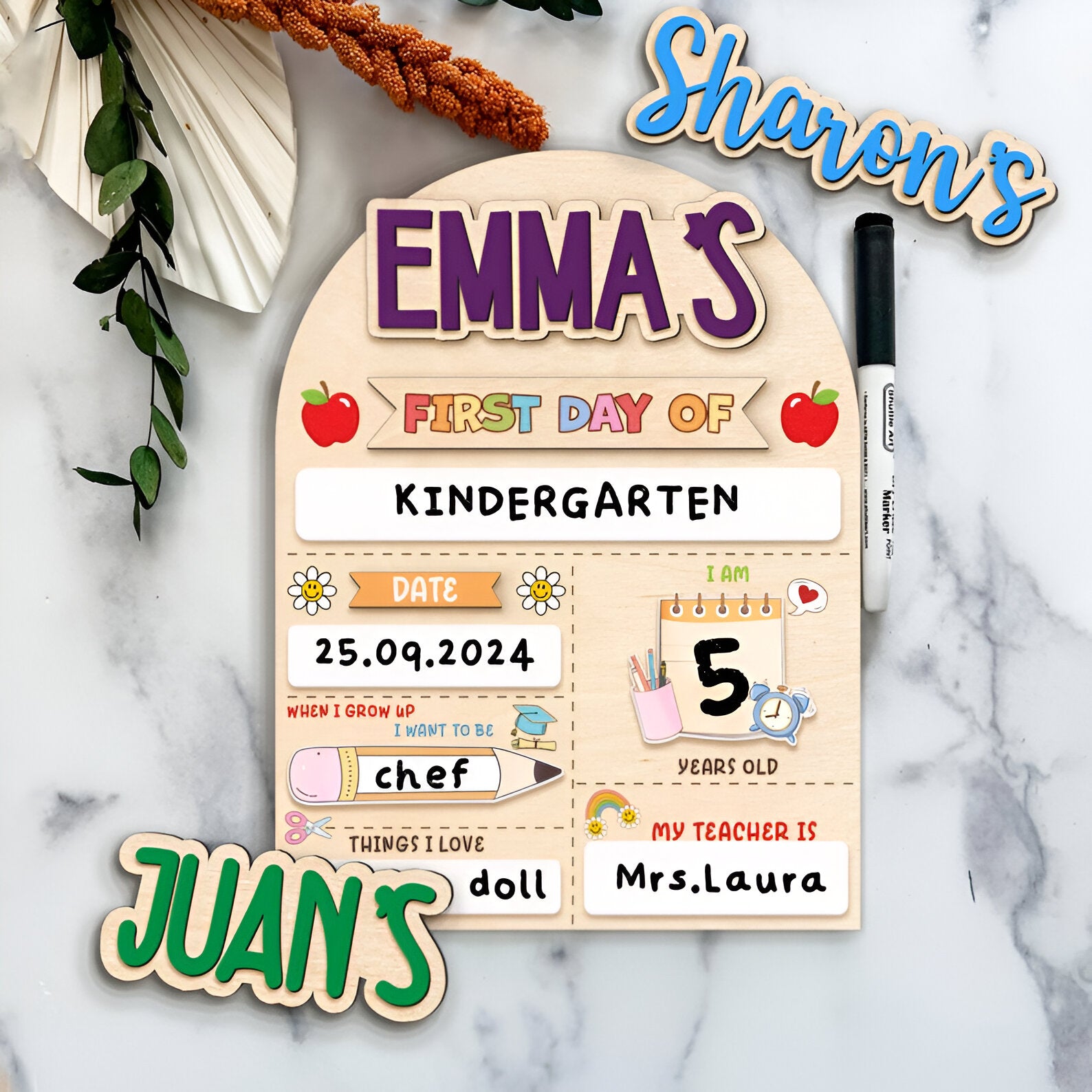 Personalized First Day of School Sign, Back to School Board, Preschool Kindergarten First Day Prop, Last Day of School Photo Prop Scsign1