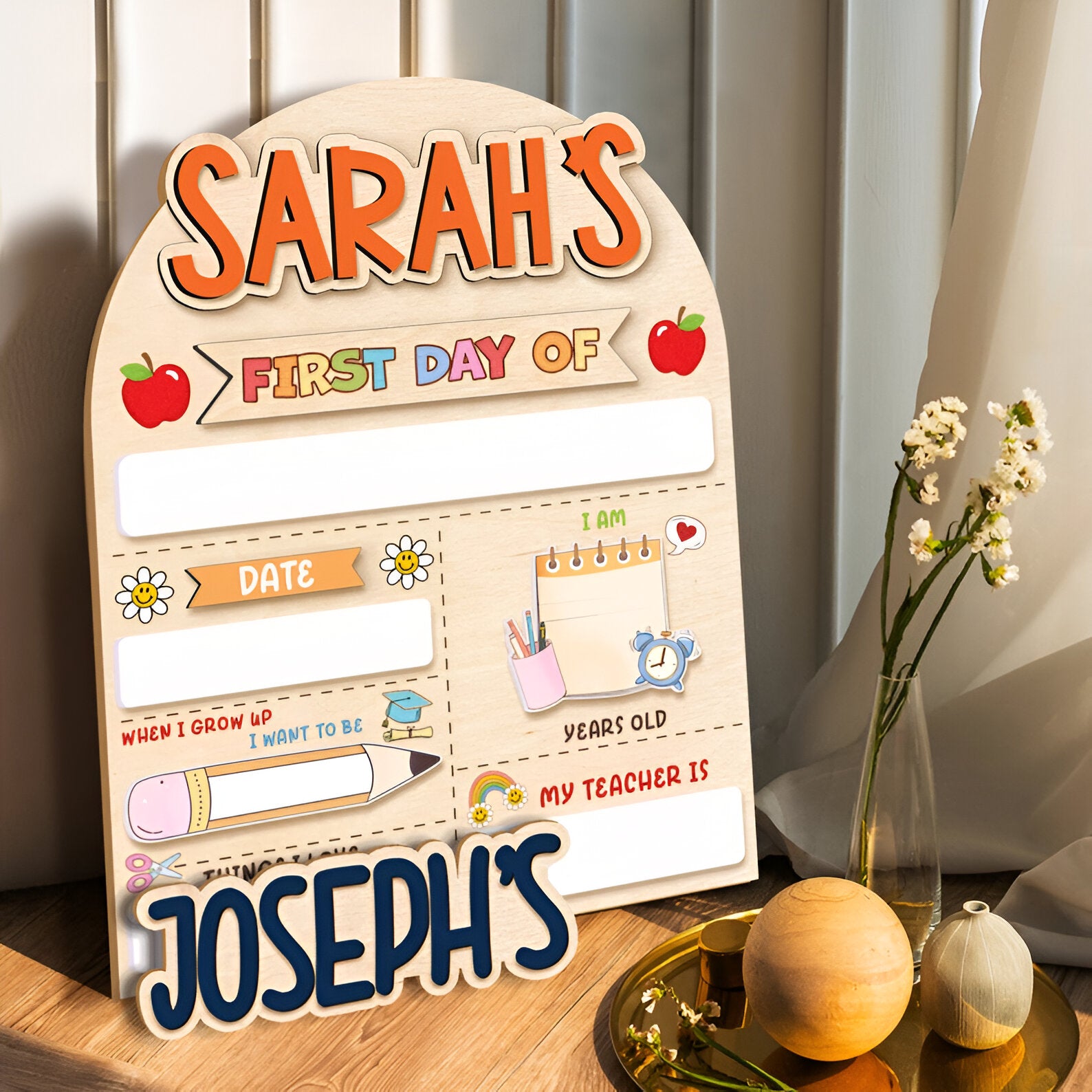 Personalized First Day of School Sign, Back to School Board, Preschool Kindergarten First Day Prop, Last Day of School Photo Prop Scsign1