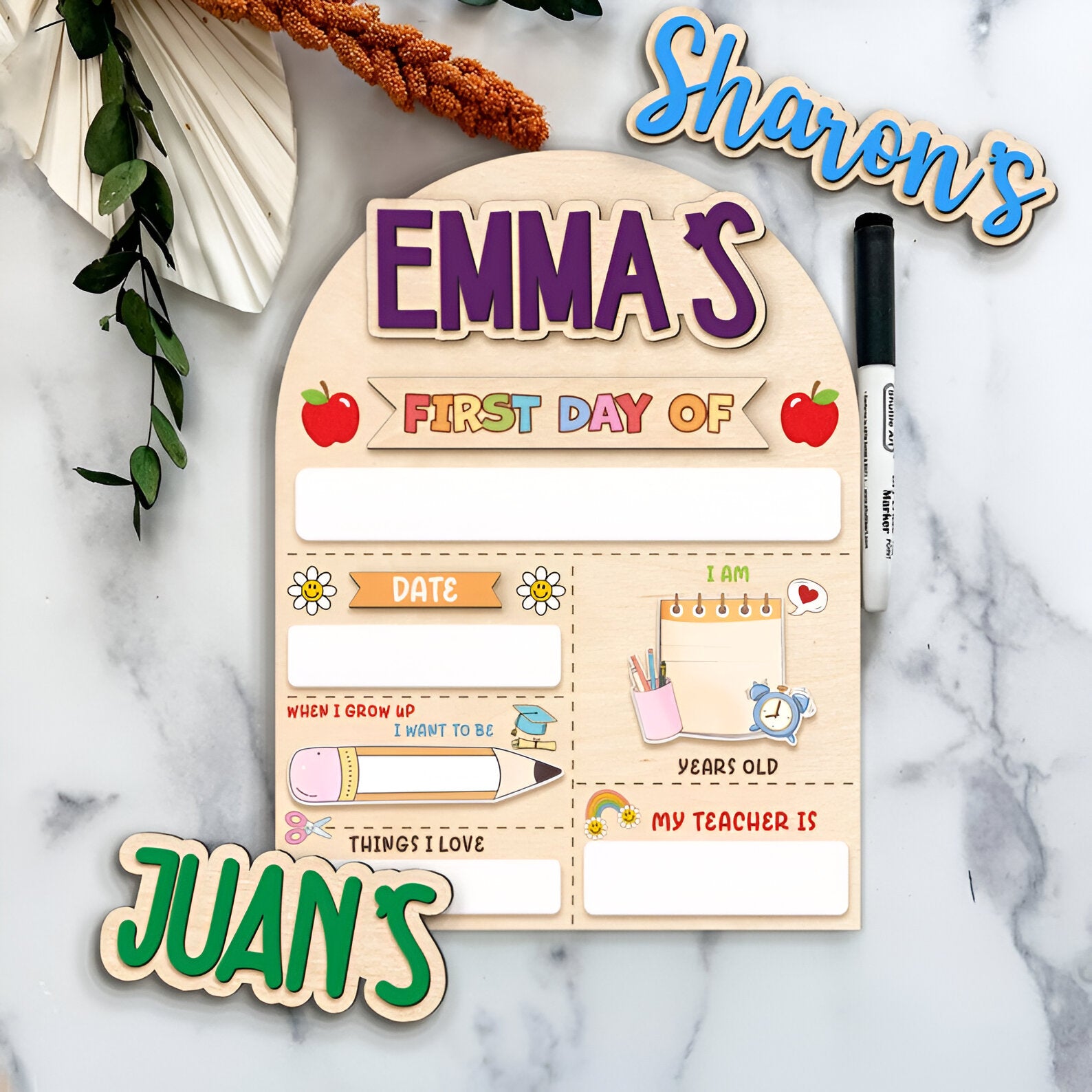 Personalized First Day of School Sign, Back to School Board, Preschool Kindergarten First Day Prop, Last Day of School Photo Prop Scsign1