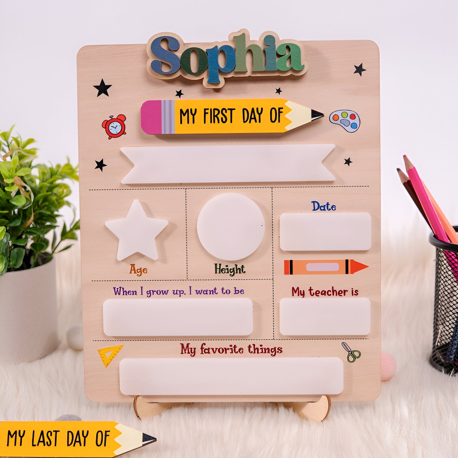 Personalized First Day of School Sign, 1st Day Of School Sign, Back to School Photo Prop, Dry Erase Board, Back to School Board Sign Scsign1