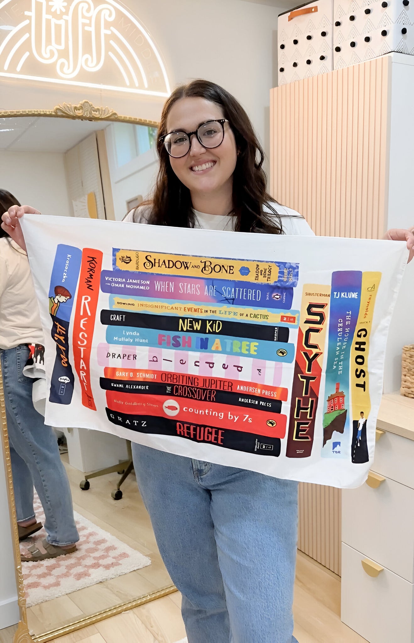 MINI Middle School Book Stack Tapestry, Teacher Gift, Librarian Gift, Library Decor, Classroom Decor, Classroom Tapestry, English Teacher tapes1