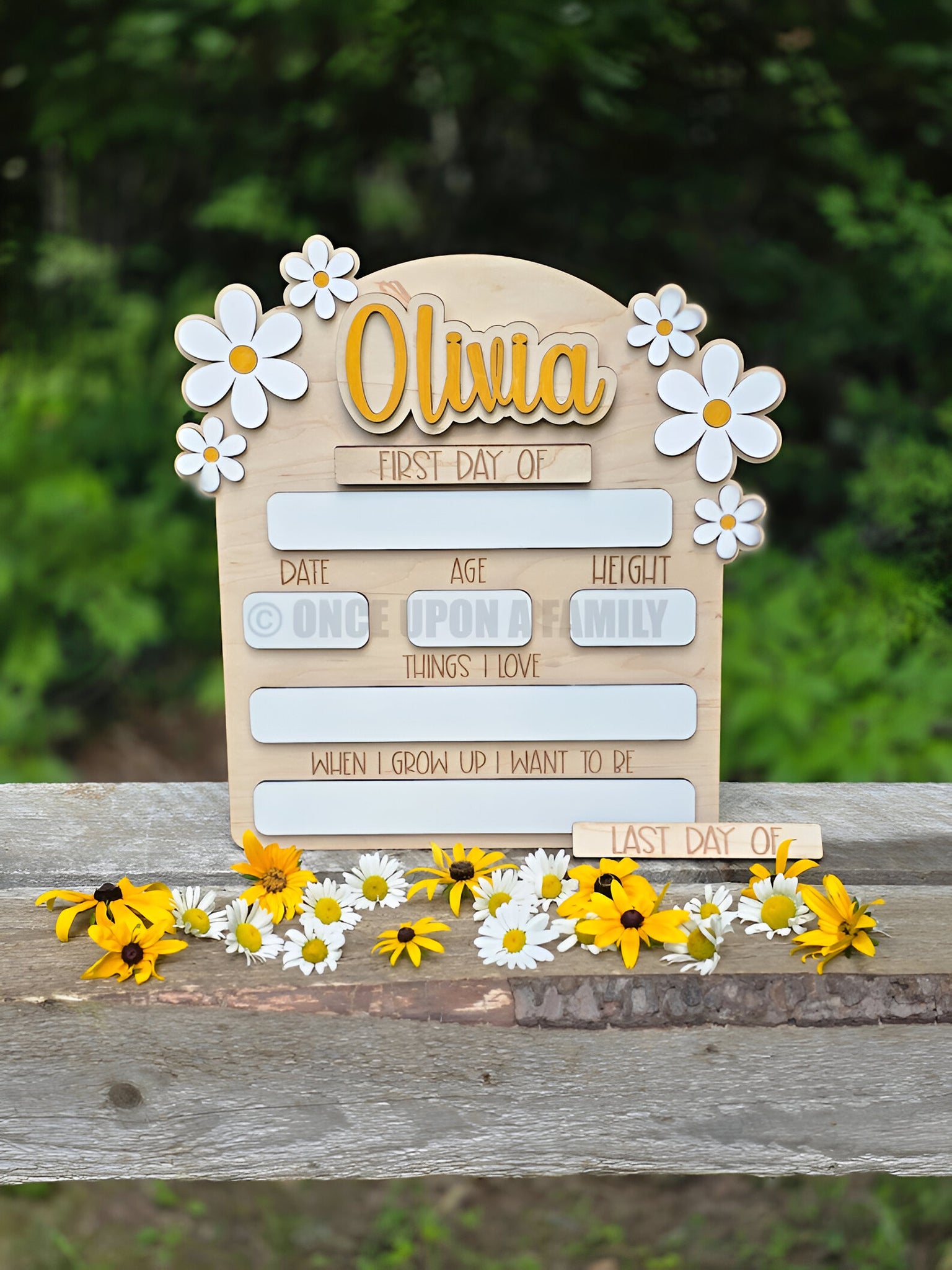 Personalized First Day of School Name Sign, Retro Flower, Daisy Back to School milestone board, Gift for Kid, photo prop kindergarten, Pre-K scsign1