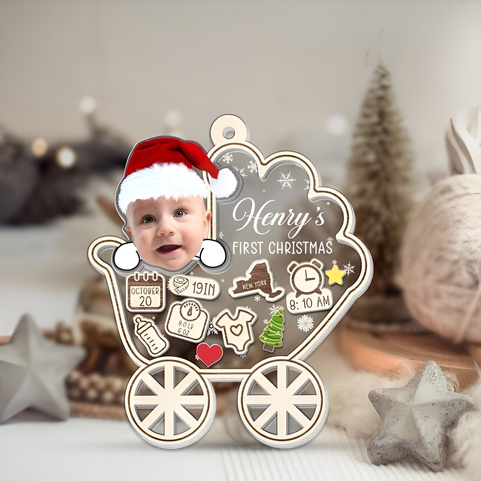 Personalized Baby's First Christmas Ornament 2024, Custom New Baby Gift, 4D Shake Babies Ornament, Baby Shower Gift, Baby Name Xmas Keepsake ORN2809