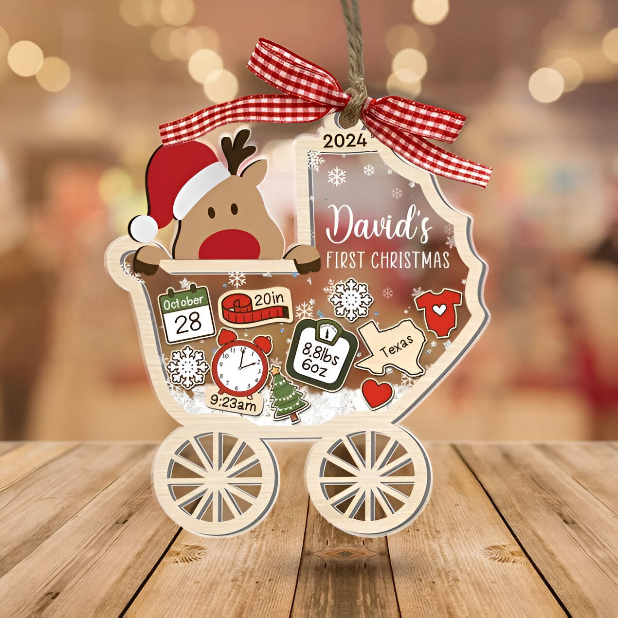 Personalized Baby's First Christmas Ornament 2024, Custom New Baby Gift, 4D Shake Babies Ornament, Baby Shower Gift, Baby Name Xmas Keepsake 1 ORN2809