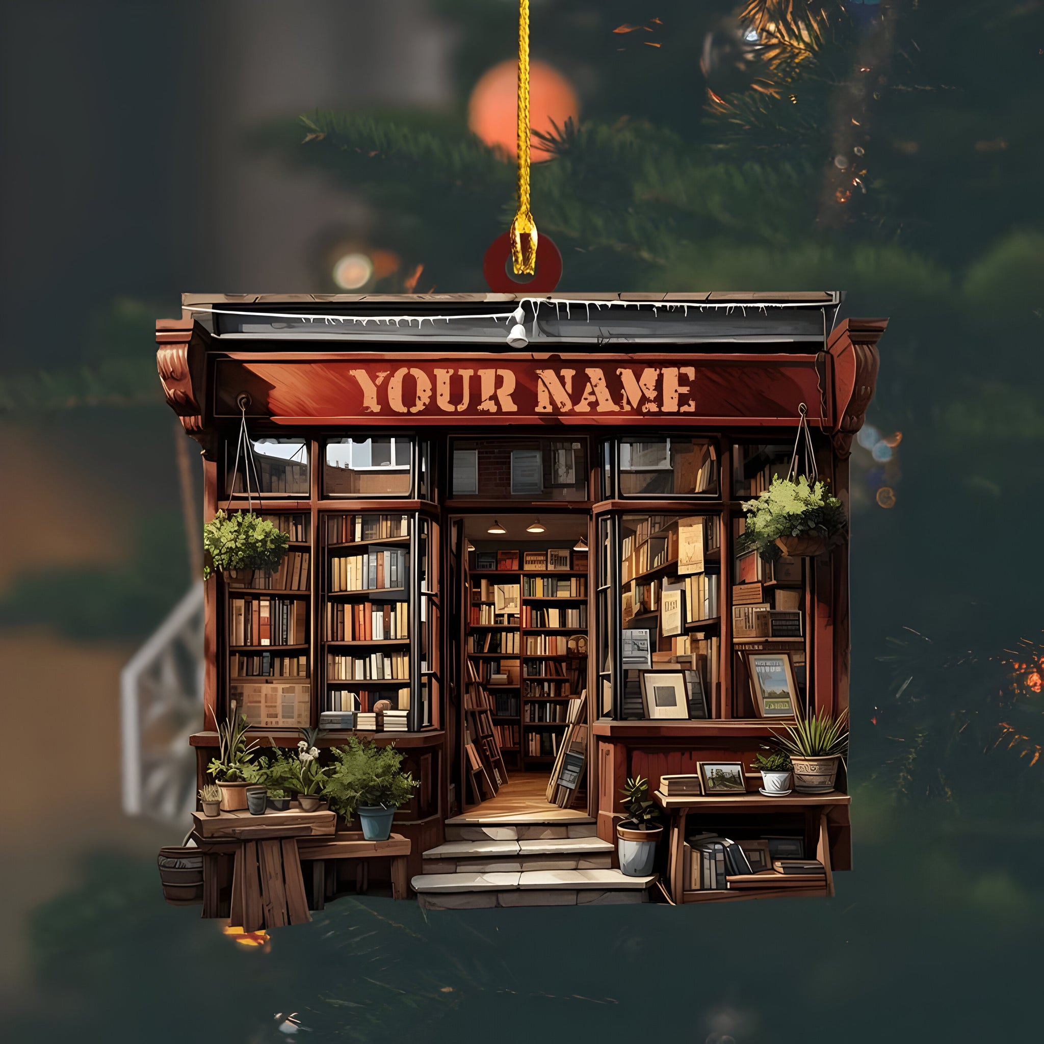 Personalized Books Store Ornament, Custom Bookish Ornament, Bookworm Gifts, Book Club Ornament, Librarian Gift, Book Lover Gift, Custom book ORN2709