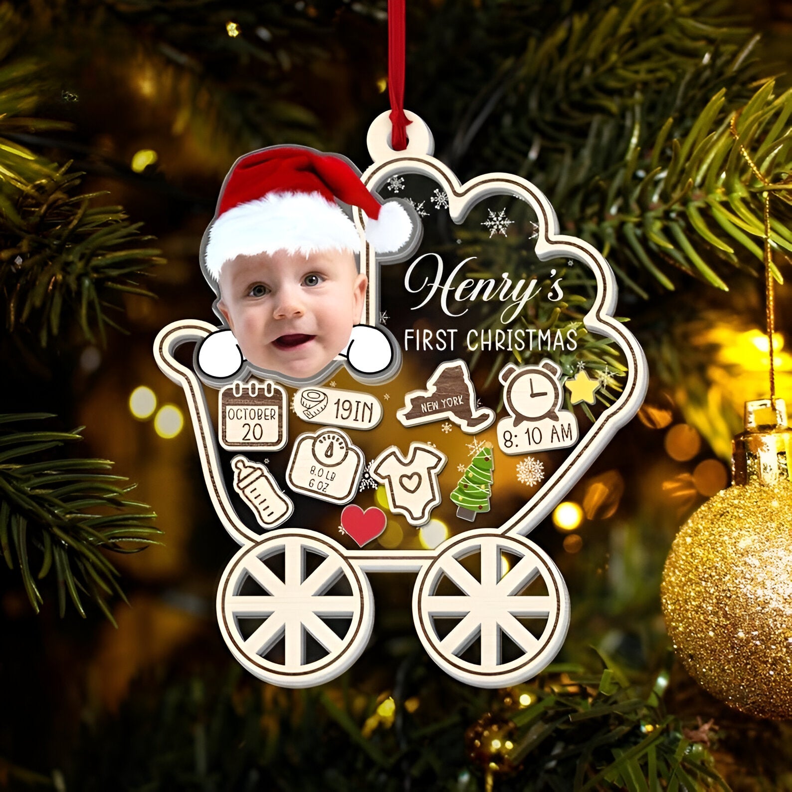 Personalized Baby's First Christmas Ornament 2024, Custom New Baby Gift, 4D Shake Babies Ornament, Baby Shower Gift, Baby Name Xmas Keepsake ORN2809