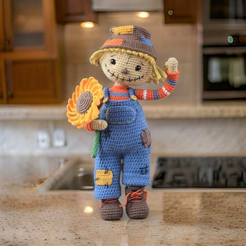 Halloween Crochet Scarecrow Pattern with Removable Clothes/ PDF in English/ Funny Scarecrow Doll/ Decorative Halloween Crochet Toy SVG27 CRO1910