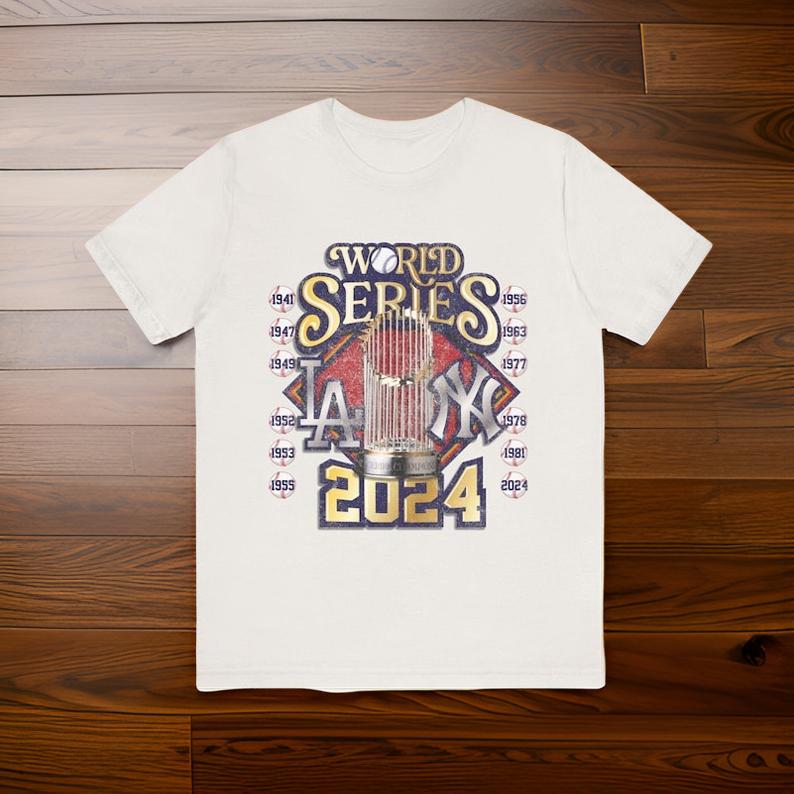 Vintage World Series Yankees vs Dodgers 2024 Rivalry T-Shirt - Unisex Tee for Baseball Fans, LA Baseball Shirt, NY Baseball Shirt S26