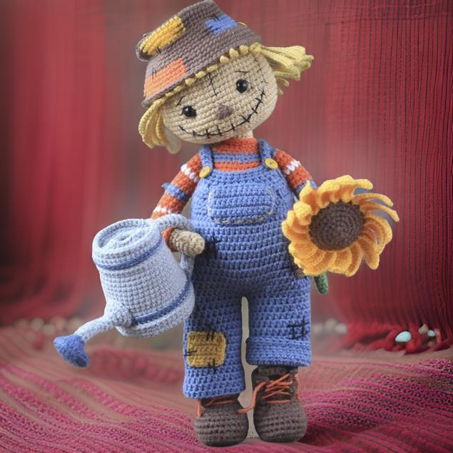 Halloween Crochet Scarecrow Pattern with Removable Clothes/ PDF in English/ Funny Scarecrow Doll/ Decorative Halloween Crochet Toy SVG27 CRO1910