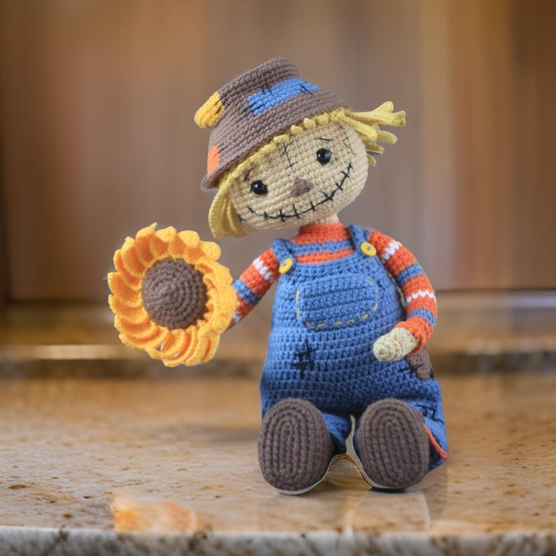 Halloween Crochet Scarecrow Pattern with Removable Clothes/ PDF in English/ Funny Scarecrow Doll/ Decorative Halloween Crochet Toy SVG27 CRO1910