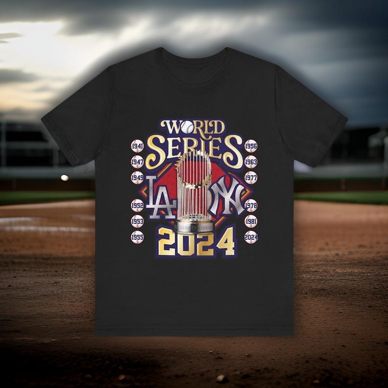 Vintage World Series Yankees vs Dodgers 2024 Rivalry T-Shirt - Unisex Tee for Baseball Fans, LA Baseball Shirt, NY Baseball Shirt S26