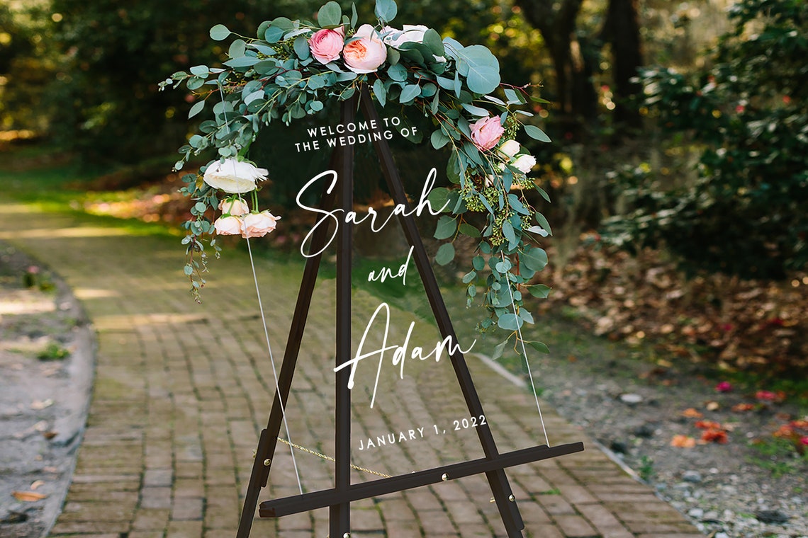 Personalized Acrylic Wedding Welcome Sign, Modern Wedding Sign, Wedding Decorations, Wedding Signs printlight