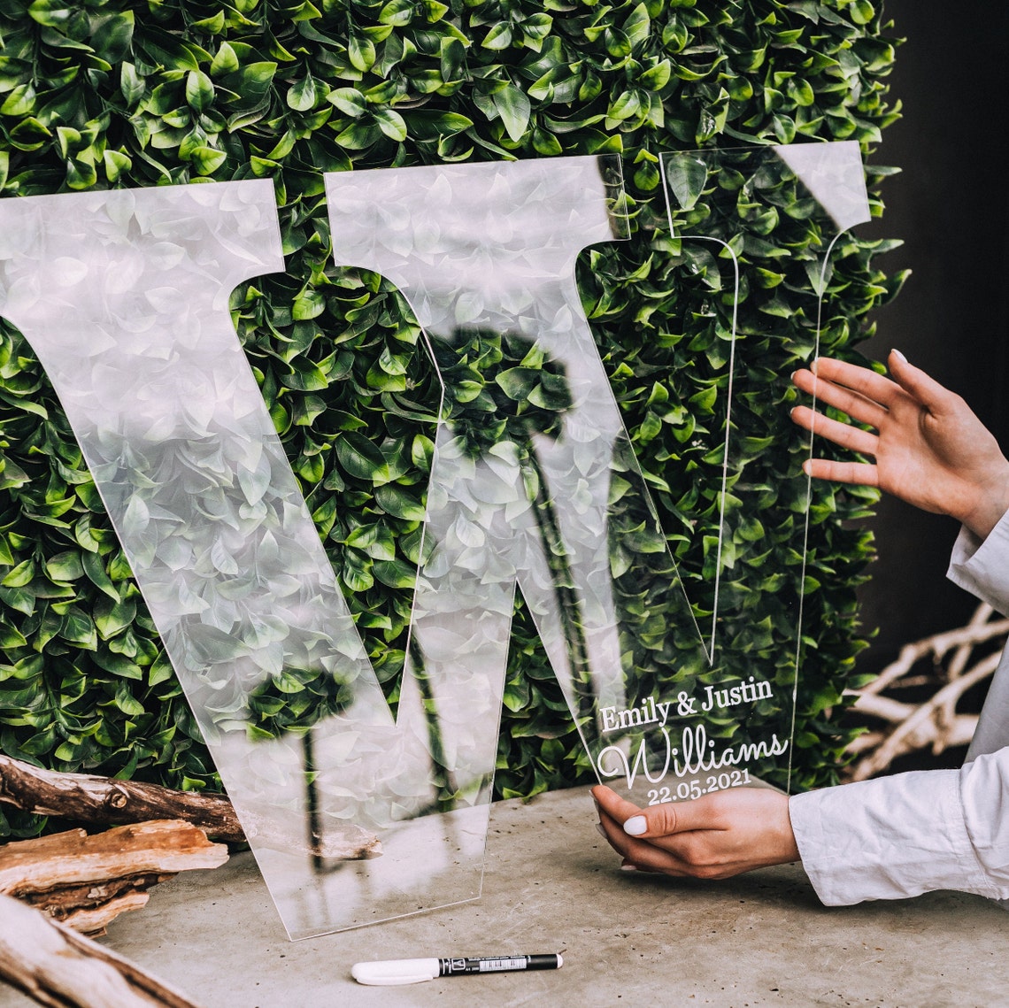 Personalized Acrylic Wedding Guest Book Sign, Modern Guest Book Sign, Wedding Decorations, Personalized Acrylic Letters printlight