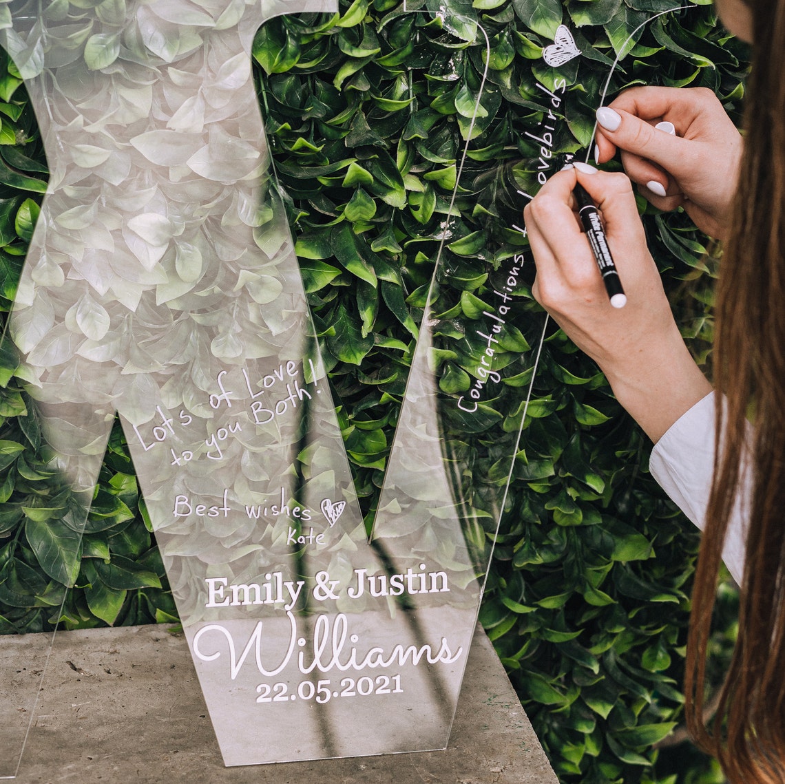 Personalized Acrylic Wedding Guest Book Sign, Modern Guest Book Sign, Wedding Decorations, Personalized Acrylic Letters printlight