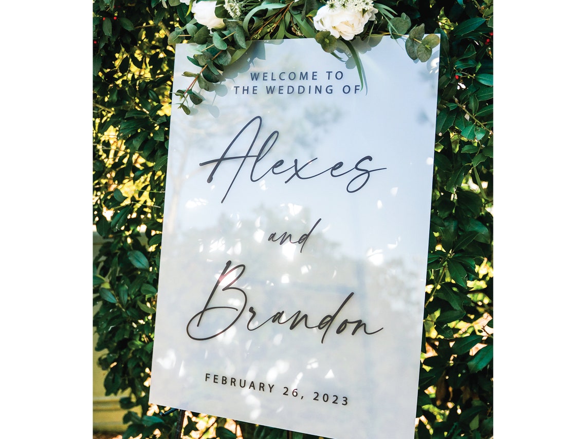 Personalized Acrylic Wedding Welcome Sign, Modern Wedding Sign, Wedding Decorations, Wedding Signs printlight