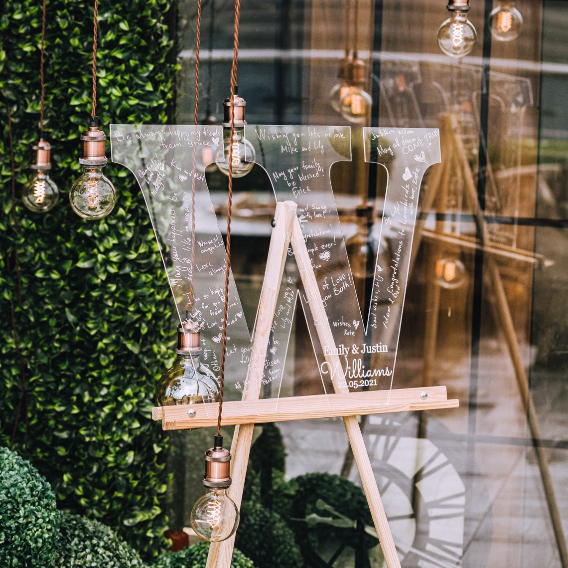 Personalized Acrylic Wedding Guest Book Sign, Modern Guest Book Sign, Wedding Decorations, Personalized Acrylic Letters printlight