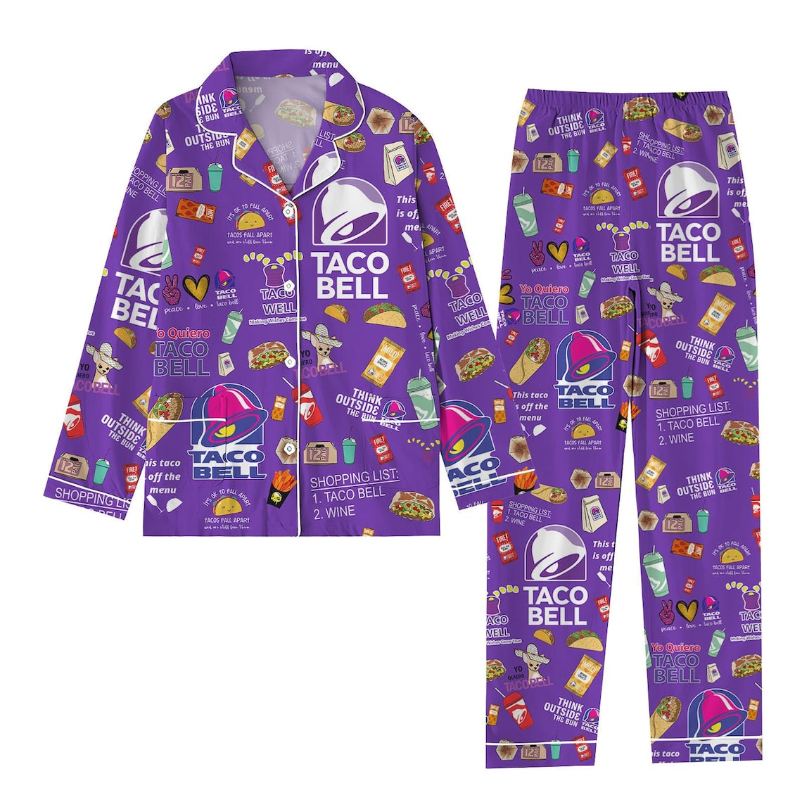 Taco Bell Pajamas Christmas, Taco Bell Womens Pajamas, Taco Bell Pajamas Family, Taco Bell Pajamas Set, Matching Pajamas For Her Him