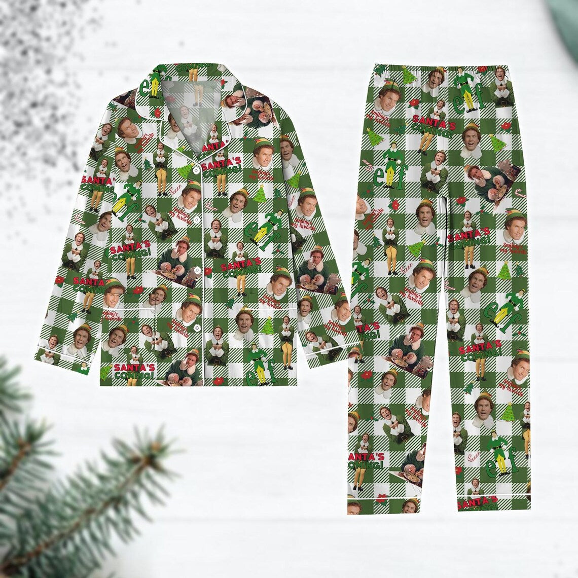 Elf Christmas Pajamas, Santa's Coming Pajamas Set, Christmas Movie Buddy Xmas Pajamas, The Boys Of Winter Holiday Pajamas