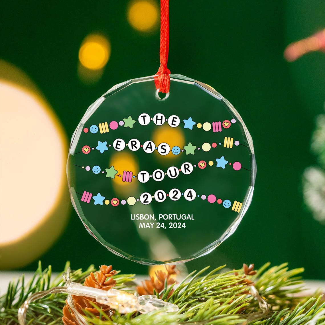 Custom Tour 2024 Glass Ornament, Custom Swifte Ornament, Swifte Christmas Ornament, Christmas Tour Ornament, Christmas Decoration V2