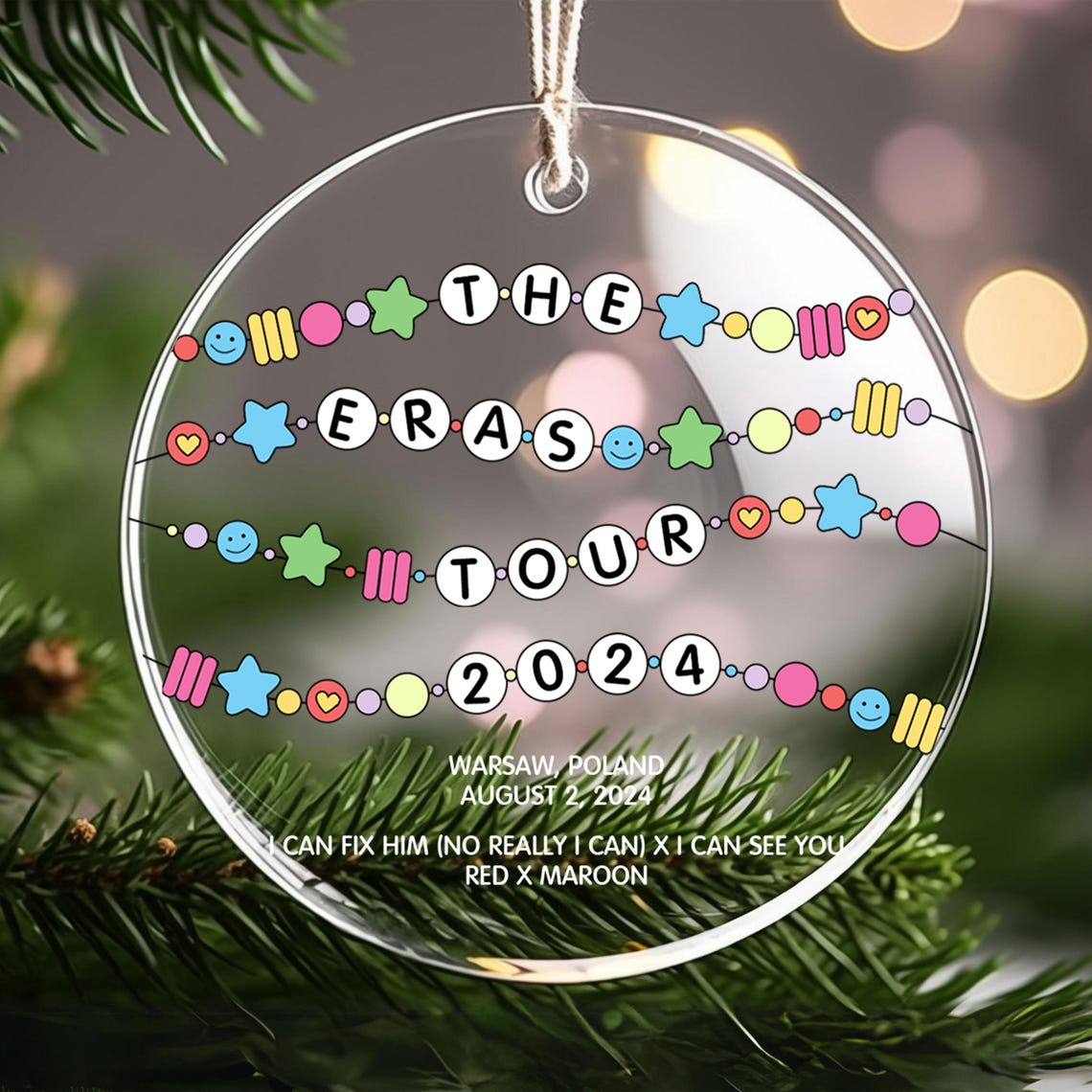 Custom Era Tour 2024 Ornament, Swiftie Christmas Ornament, Swiftie Gifts, Merry Swiftmas, Christmas Tour Ornament, Christmas Decoration