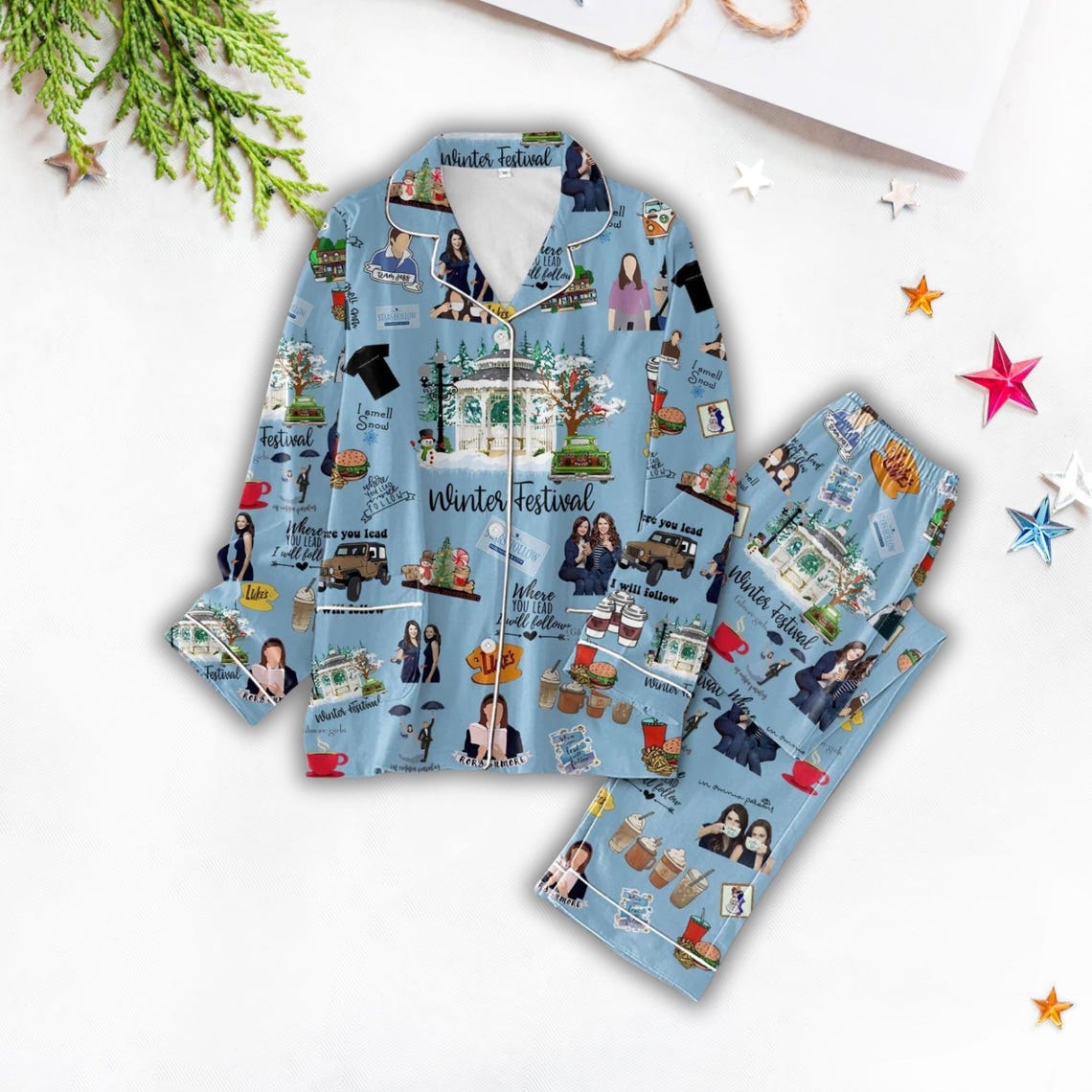 Gilmore Girls Pajamas Set, Star Hollows Christmas Pajamas, Luke Coffee Xmas Pajamas, Gilmore Movie Pajamas, Matching Pajamas Set