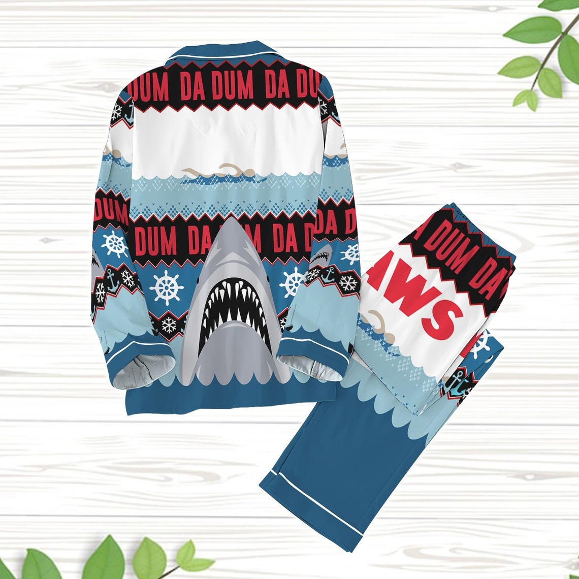 Jaws Shark Pajamas Set, Jaws Horror Xmas Pajamas, Jaws Movie Women Pajamas, Horror Movie Family Pajamas, Jaws Christmas Gift