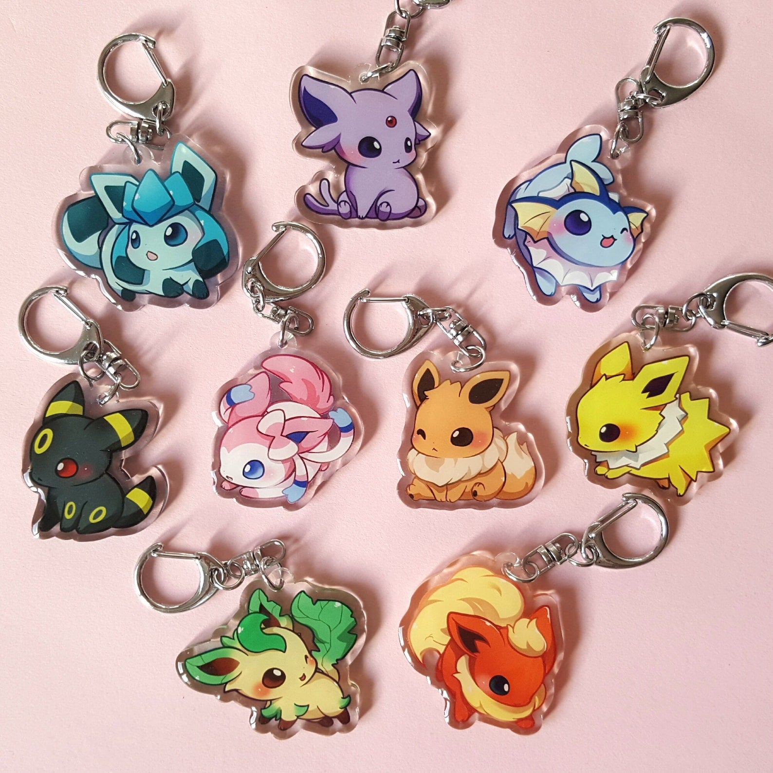 Eeveelution Double Sided 1.5in Acrylic Charms PRINTLIGHT