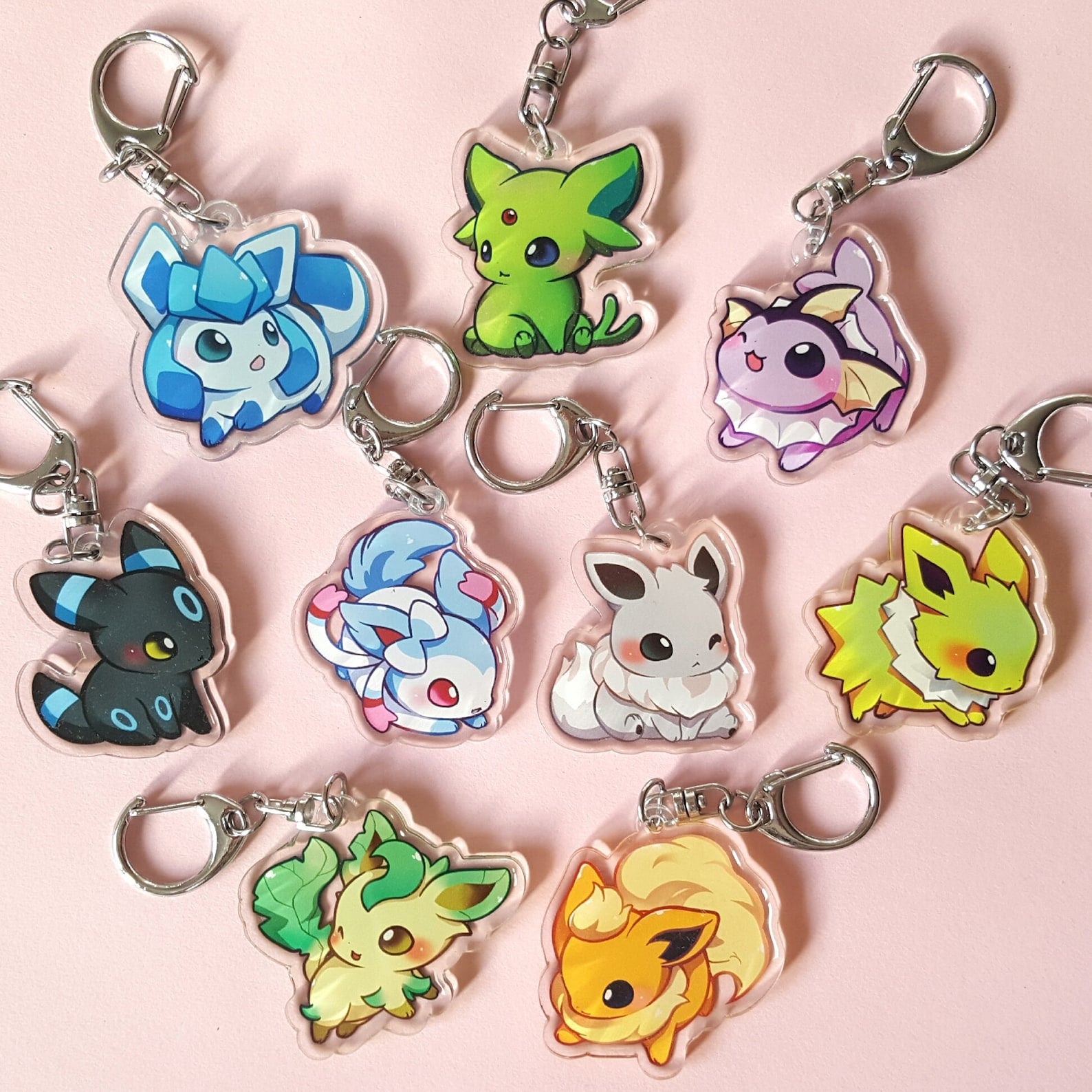 Eeveelution Double Sided 1.5in Acrylic Charms PRINTLIGHT