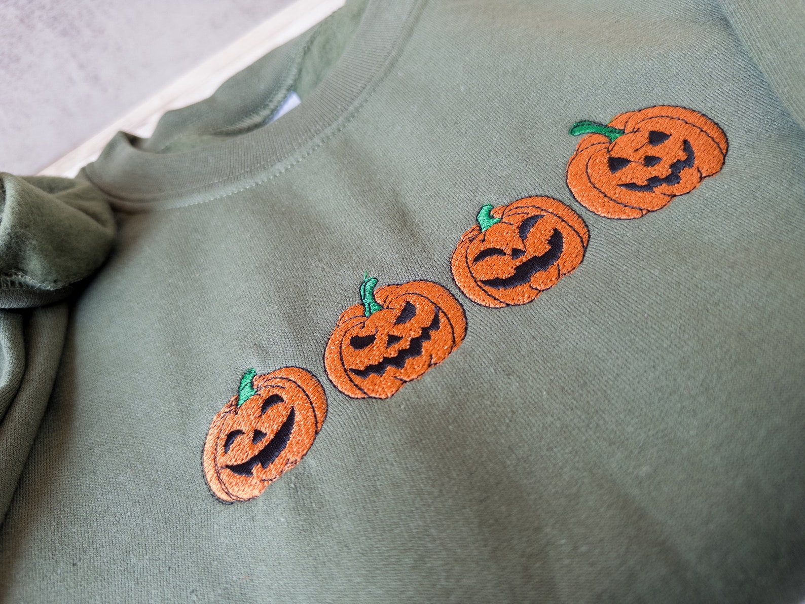 Jack-o-Lantern Sweatshirt, Embroidered Pumpkin Sweatshirt, Embroidered Fall Sweatshirt, Halloween Embroidered Sweatshirt, Spooky Season emha0709