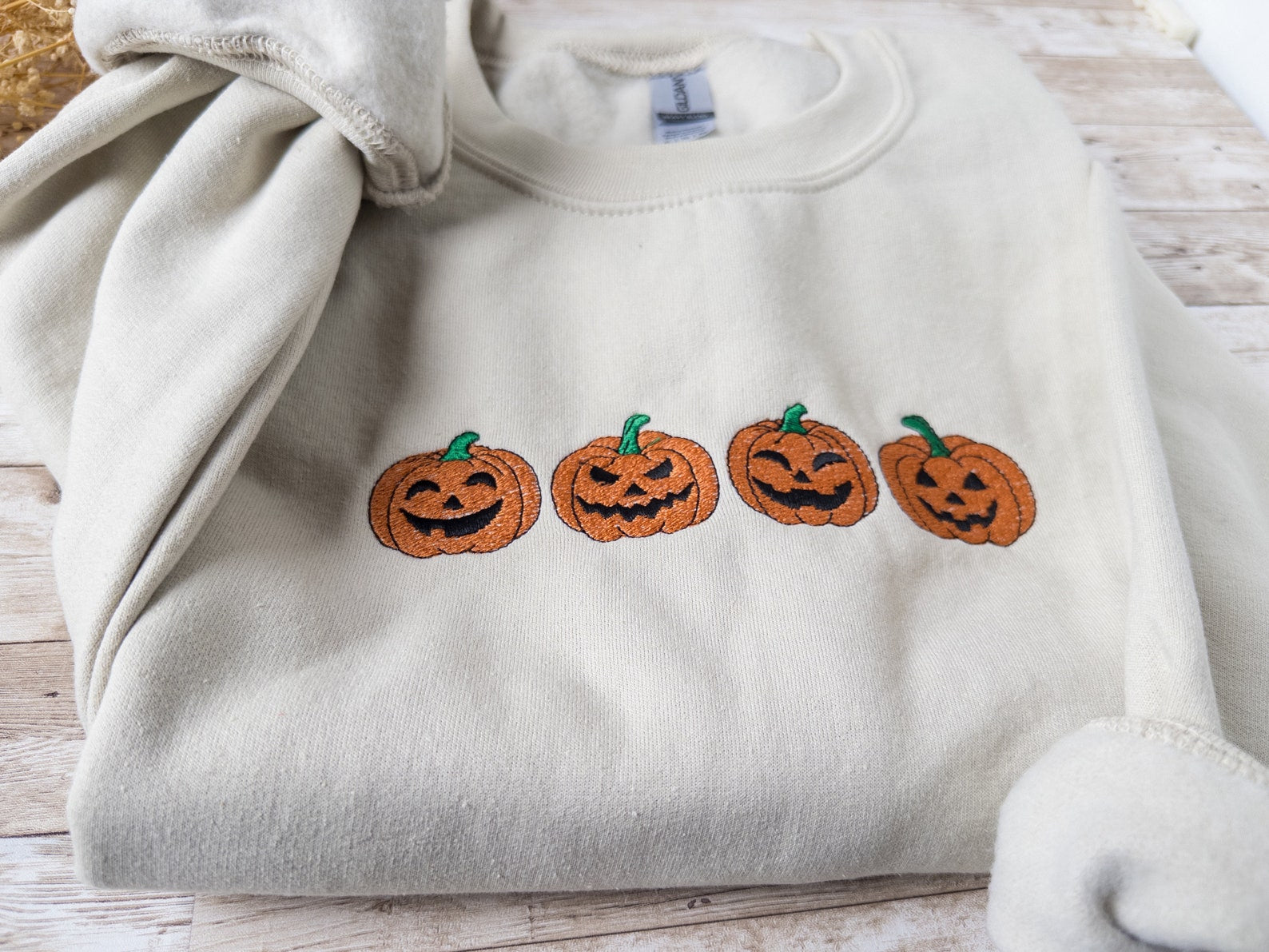 Jack-o-Lantern Sweatshirt, Embroidered Pumpkin Sweatshirt, Embroidered Fall Sweatshirt, Halloween Embroidered Sweatshirt, Spooky Season emha0709