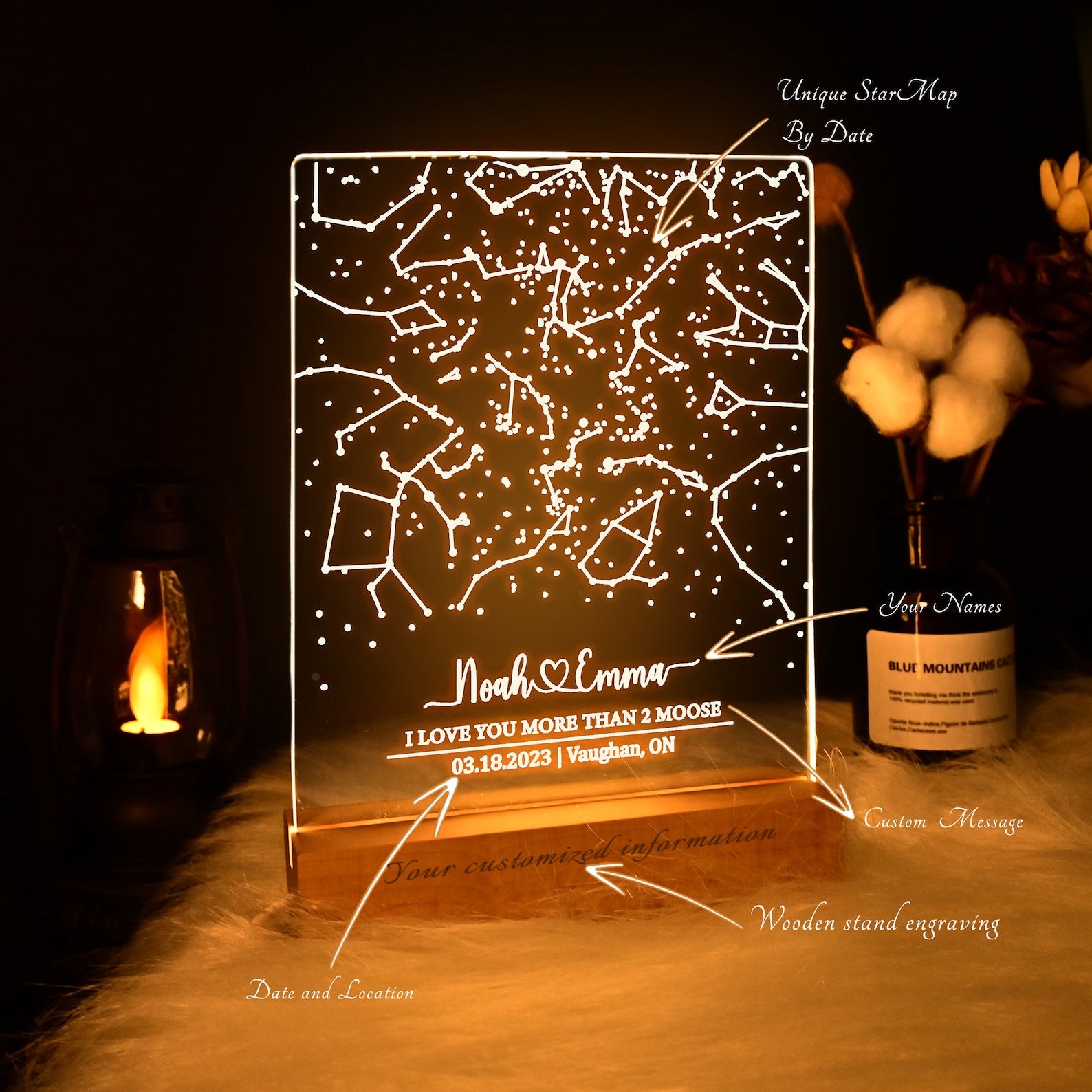 Custom star map by date/Star map night light/ Night sky by date/Personalized constellation map/Engagement Gift /Gift for him and her PRINTLIGHT