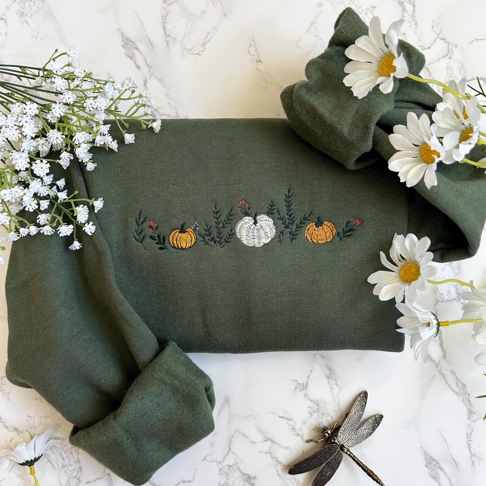 Embroidered Fall Sweatshirt, Autumn Cozy Season Sweatshirt, Pumpkin, Embroidered Mushroom Sweater, Thanksgiving Sweatshirt, Fall Apparel emha0709