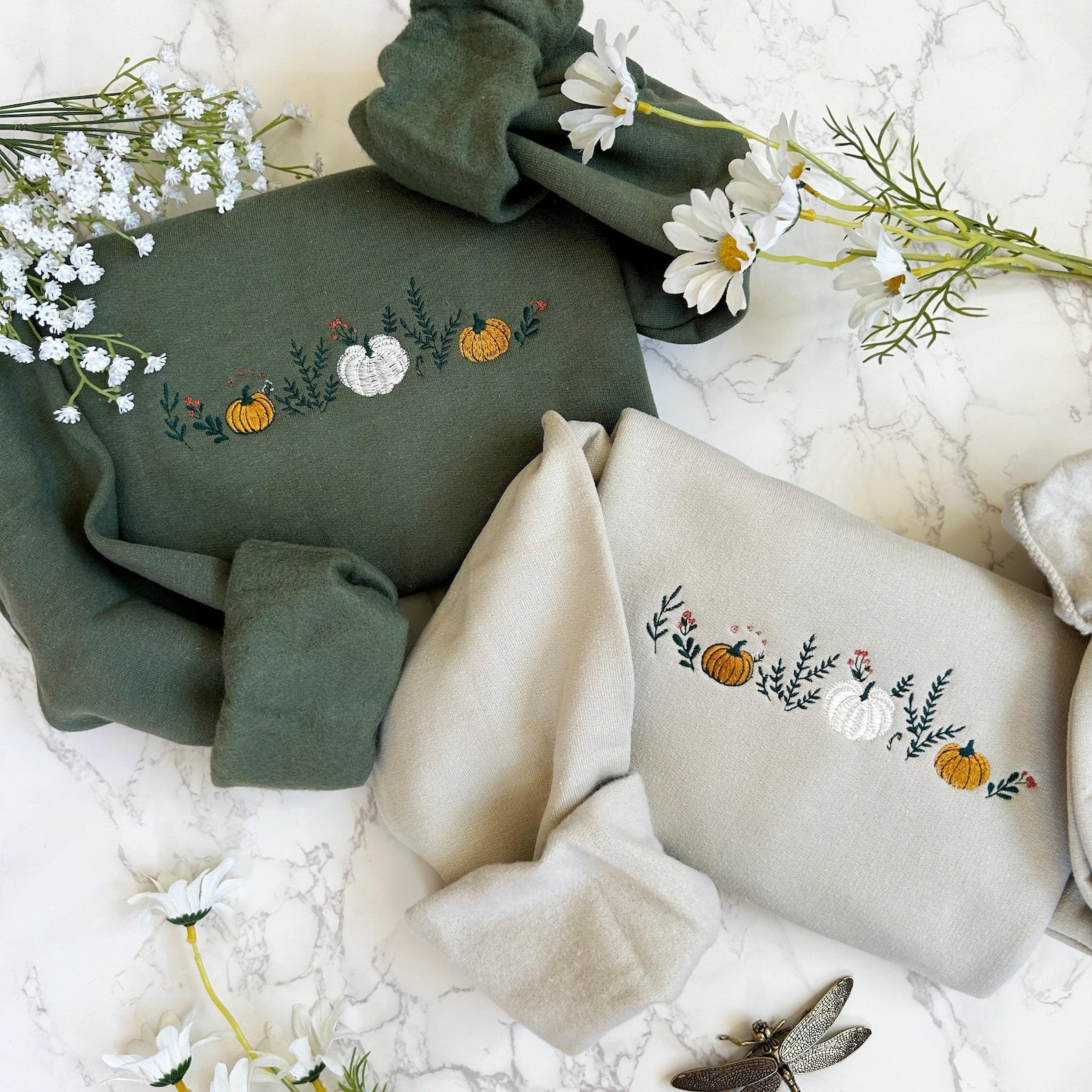 Embroidered Fall Sweatshirt, Autumn Cozy Season Sweatshirt, Pumpkin, Embroidered Mushroom Sweater, Thanksgiving Sweatshirt, Fall Apparel emha0709