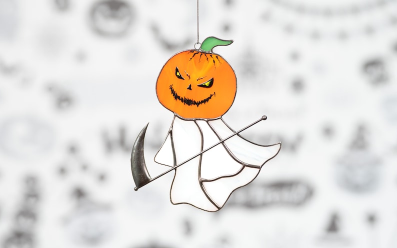 Halloween Stained Glass Window Hangings Pumpkin Suncatcher Custom Stained Glass Halloween Decor Ghost Painting ORHA2208