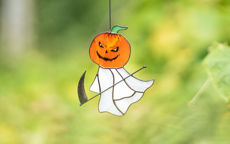 Halloween Stained Glass Window Hangings Pumpkin Suncatcher Custom Stained Glass Halloween Decor Ghost Painting ORHA2208