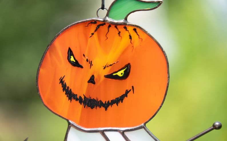 Halloween Stained Glass Window Hangings Pumpkin Suncatcher Custom Stained Glass Halloween Decor Ghost Painting ORHA2208