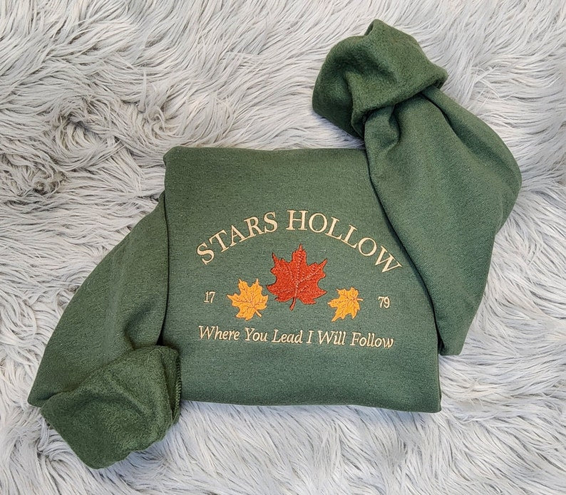 Embroidered Stars Hollow Crewneck - Where You Lead I will Follow Unisex T-shirt - Sweatshirt or Hooded Sweatshirt EMHA0609