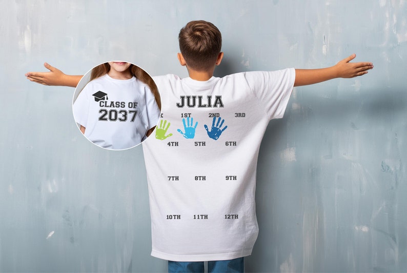 Class Of 2037 Handprint Shirt, 2037 Graduation Shirt, First Day of School Shirt, Grow With Me Shirt, Kids Shirt SC1408 01