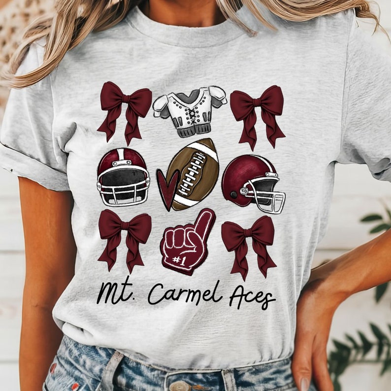 Football Coquette Bow Shirt, Coquette Aesthetic, Custom Football Cheer Tee, Custom Colors, Custom School Name, Unisex Fit Bella Brand Shirt TD1508 02