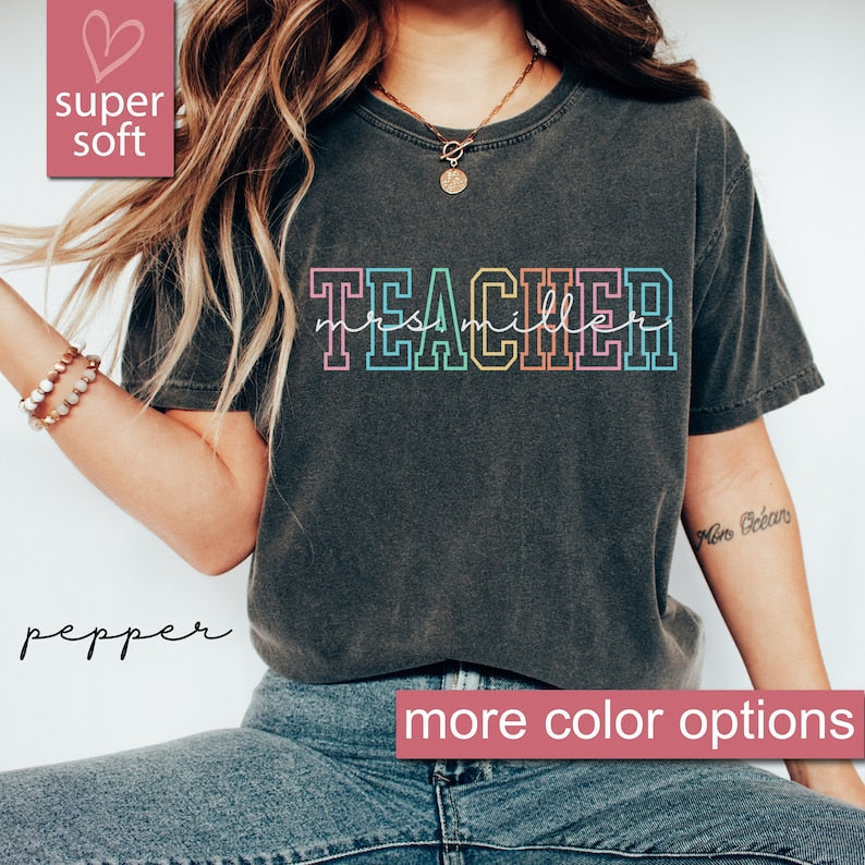 Custom Teacher Shirt, Teacher Team Shirts, Personalized School Tshirt, Teacher Gift, Customized Name Teacher Shirt Gifts 
 TD1308 08