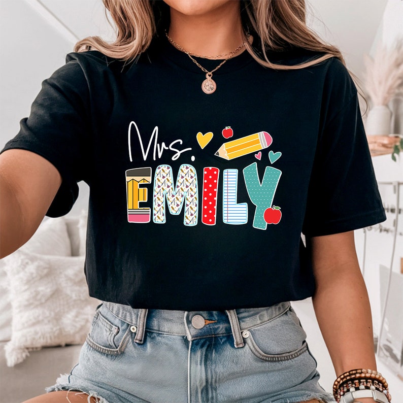 Custom Teacher Shirt, Custom Teacher Name Shirt, Personalized Teacher Shirt, Back to School Shirt, Teacher Shirt, Gift for Teacher TD1308 17