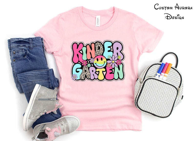 Kindergarten Shirt, Back to School Shirt, Smile Face Kindergarten Shirt, Elementary School Shirt, Smile Face Kindergarten Teacher Shirt 
