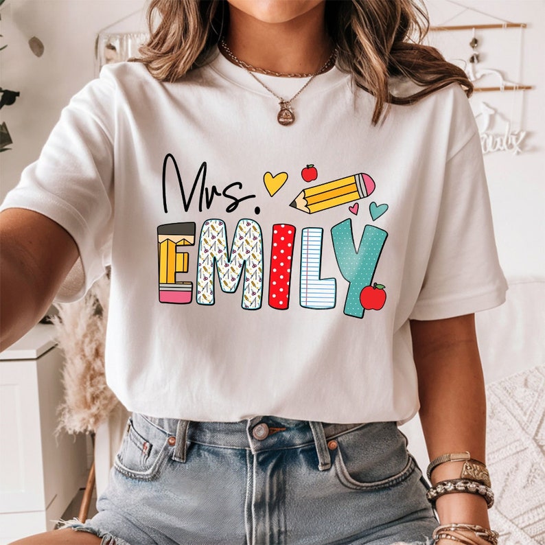 Custom Teacher Shirt, Custom Teacher Name Shirt, Personalized Teacher Shirt, Back to School Shirt, Teacher Shirt, Gift for Teacher TD1308 17